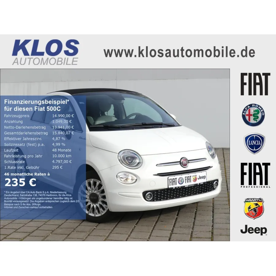 Fiat 500C, 2022, МКПП, пробег 25543 км