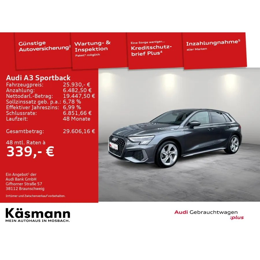 Audi A3, 2023, АКПП, пробег 41659 км