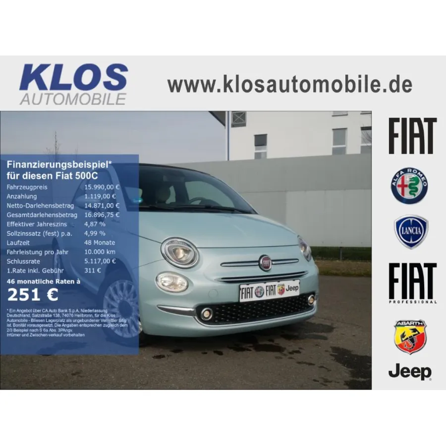 Fiat 500C, 2022, МКПП, пробег 11482 км